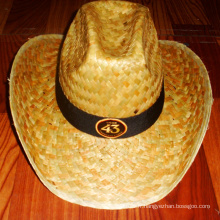 Chapeau de paille de cowboy en paille naturel bon marché avec logo personnalisé pour la promotion